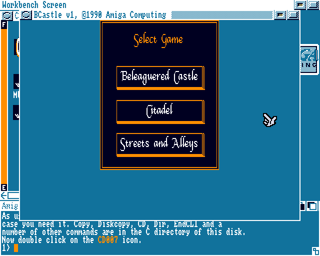 BCastle (Amiga) screenshot: Main menu