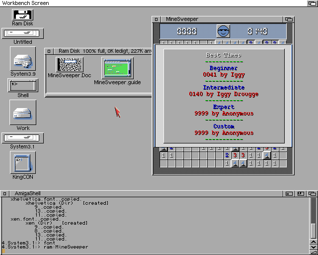 MineSweeper (Amiga) screenshot: High scores