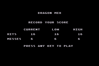 Dragon Mix (Atari 8-bit) screenshot: Final Score