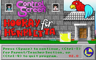 Hooray for Henrietta (DOS) screenshot: Control Screen (VGA)