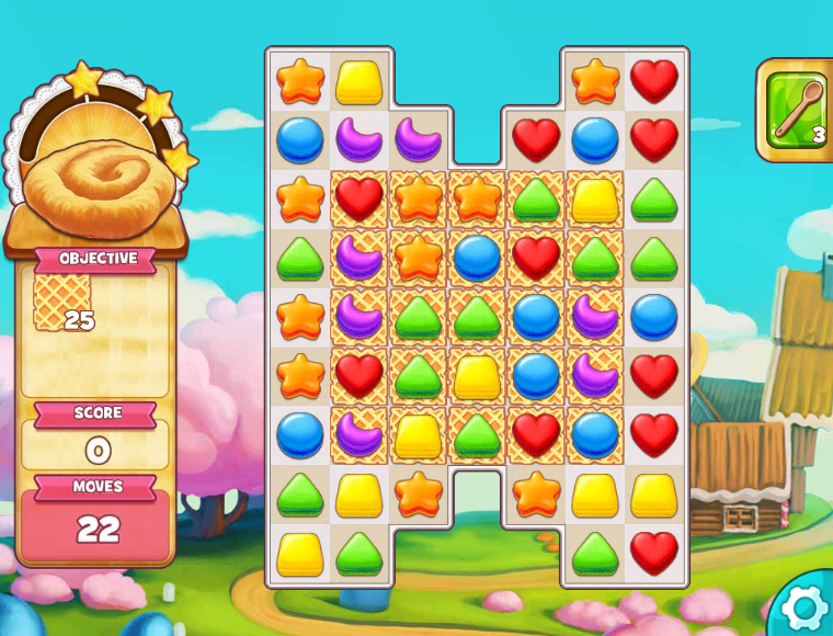 Cookie Jam (Browser) screenshot: The waffle coned level