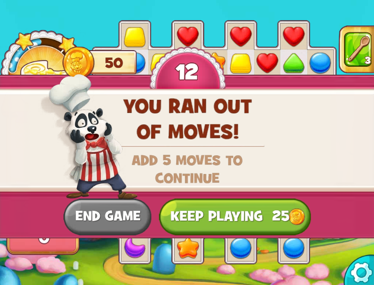 Cookie Jam (Browser) screenshot: I ran out of moves.