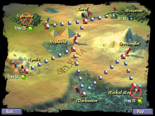 Brickquest (Windows) screenshot: The map