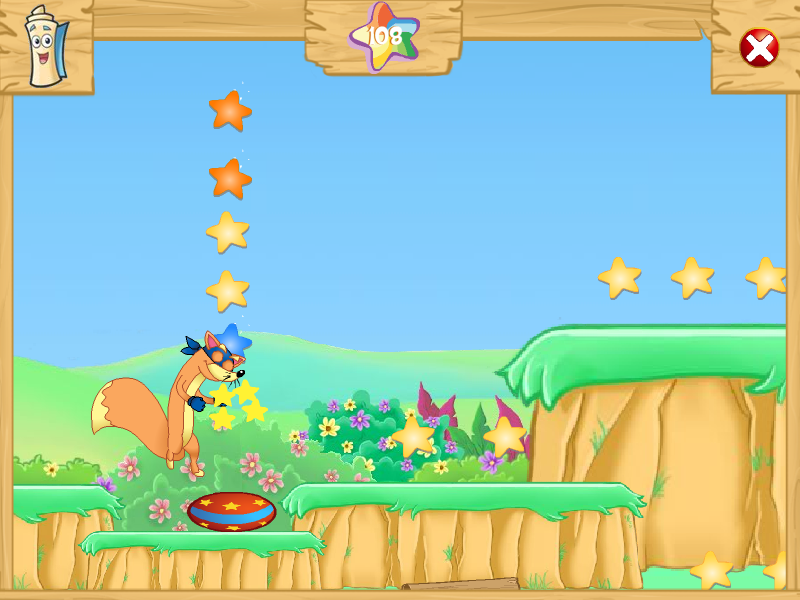 Dora the Explorer: Swiper's Big Adventure (Windows) screenshot: Jumping on a ball for a higher reach