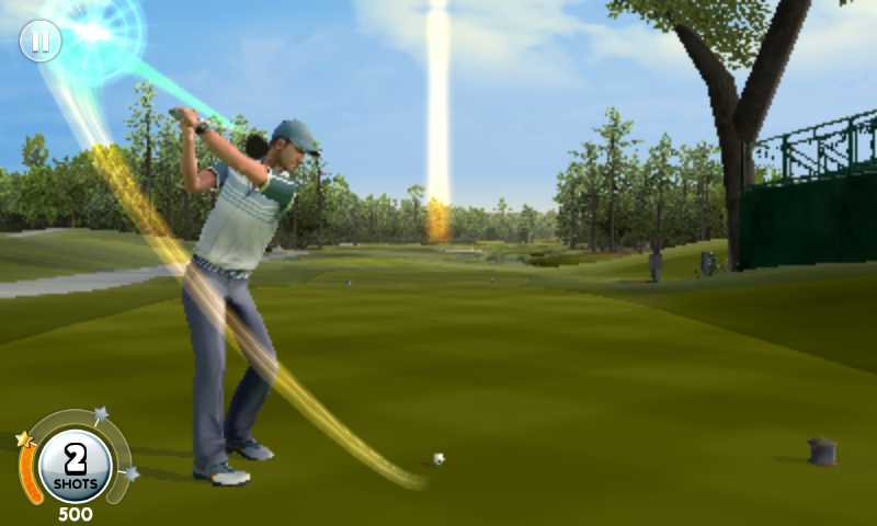 King of the Course (Android) screenshot: The backswing trail should be green for a good shot
