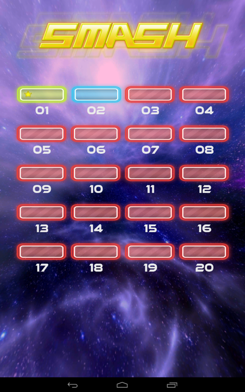 Smash (Android) screenshot: Level selection screen.