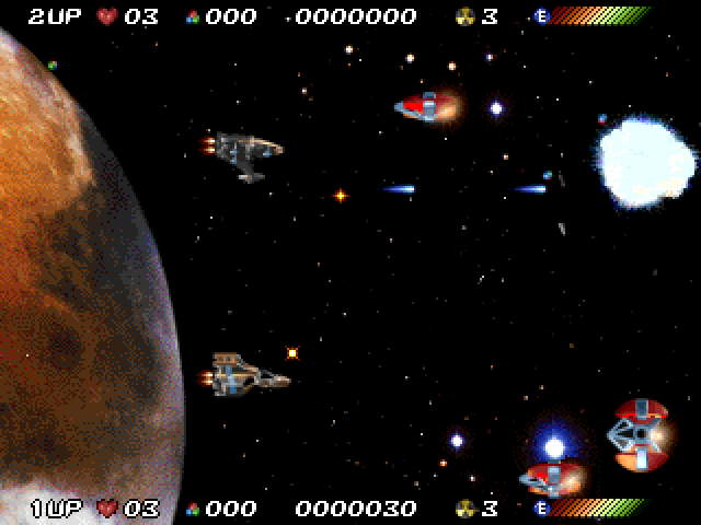 Nebula Fighter (Windows) screenshot: This is a shot from a two player game