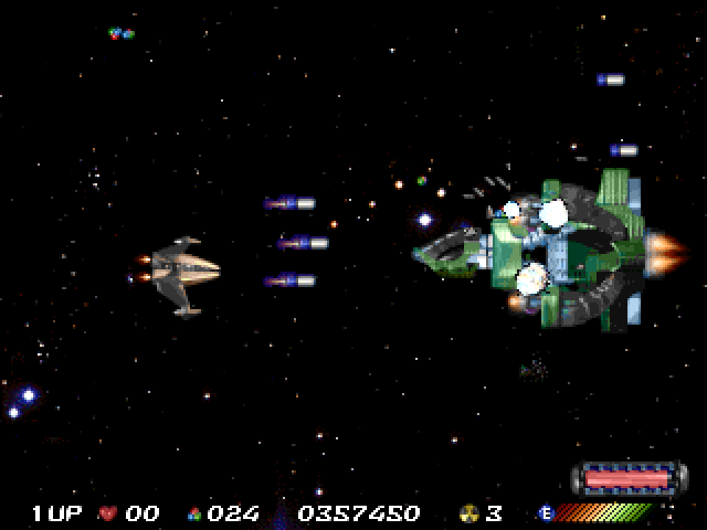 Nebula Fighter (Windows) screenshot: The end of level two boss