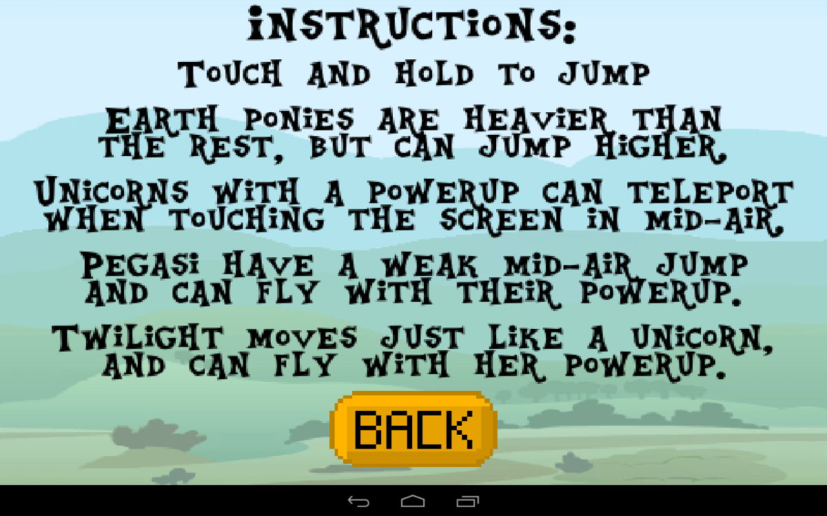 Hop Skip and Jump (Android) screenshot: In-game instructions