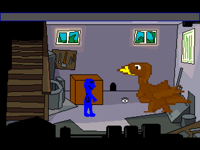 Intergalactic Life 2.0 (Windows) screenshot: In the basement with giant chicken