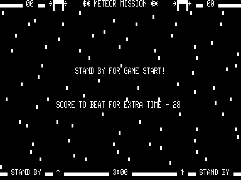 Meteor Mission (TRS-80) screenshot: About to begin