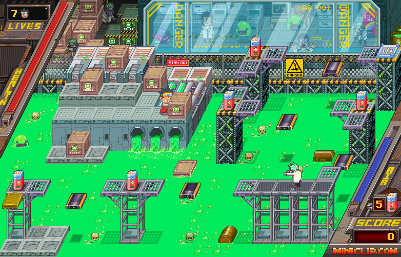 Acid Factory (Browser) screenshot: Sector 15 - Elevator Frenzy