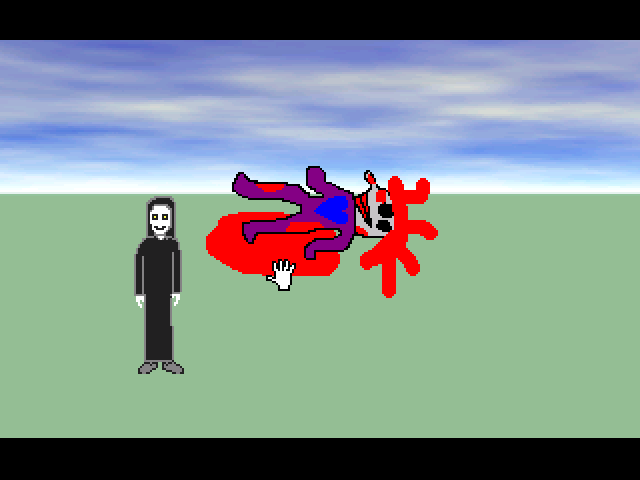 Mika's Surreal Dream II: The Dream Comes True!? (Windows) screenshot: Finding dead Hilga as Mr. Reaper