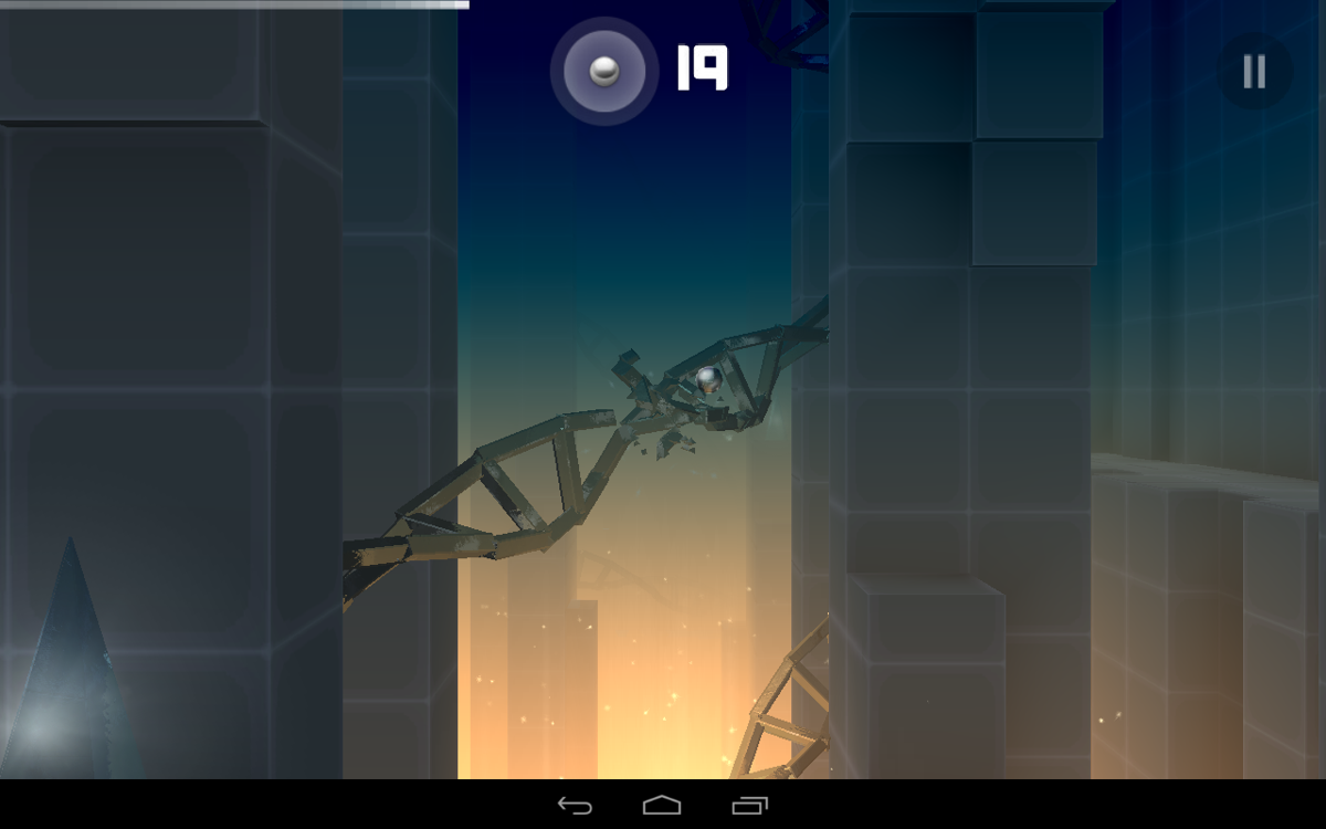 Smash Hit (Android) screenshot: Some of these pretty helixes are in our way.