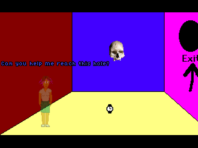 Mika's Surreal Dream II: The Dream Comes True!? (Windows) screenshot: Skull may help Mika to go through the hole
