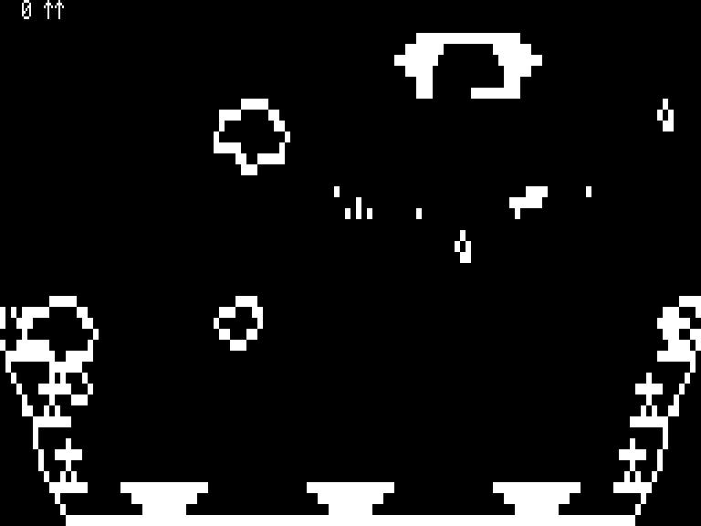 Meteor Mission 2 (TRS-80) screenshot: This is me colliding with a meteor