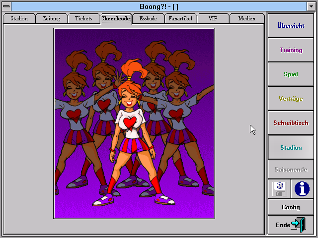 Boong!?: Die ultimatiefe Fußballsimulation (Windows 16-bit) screenshot: Cheerleaders