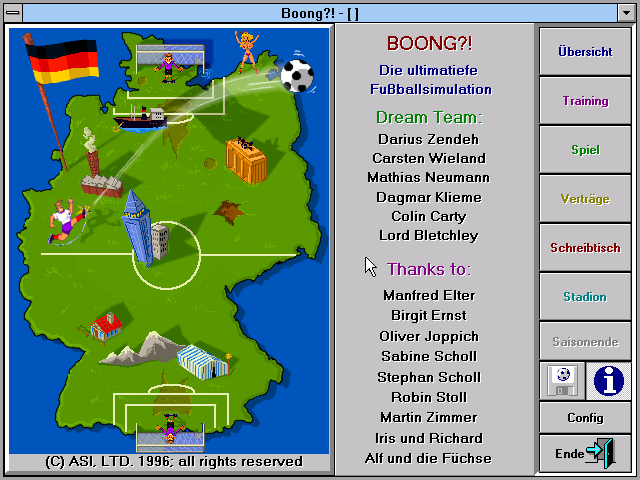 Boong!?: Die ultimatiefe Fußballsimulation (Windows 3.x) screenshot: Credits screen
