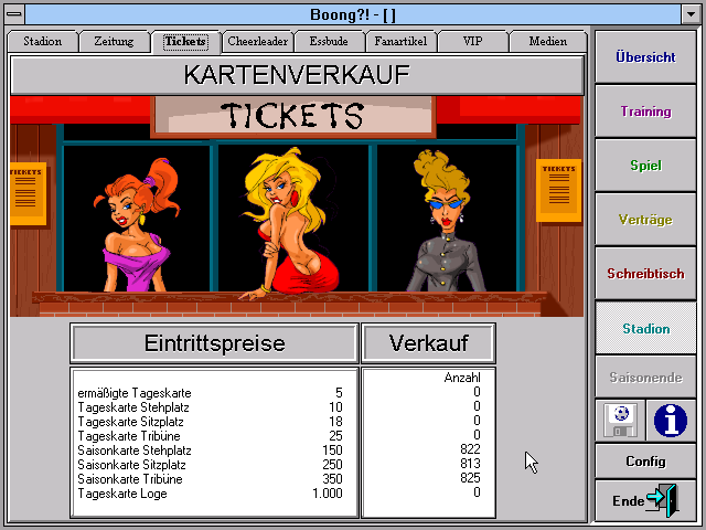 Boong!?: Die ultimatiefe Fußballsimulation (Windows 3.x) screenshot: Ticket booth