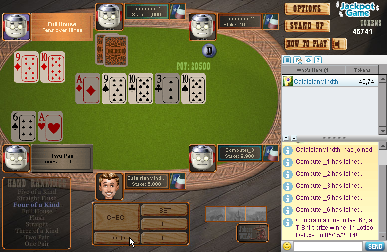 Texas Hold'em Poker (Browser) screenshot: Can't beat a Full House with that.