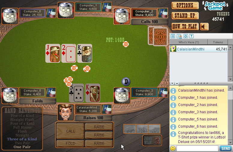 Texas Hold'em Poker (Browser) screenshot: There's a small chance with these two kings, depends on how good at bluffing is that computer.