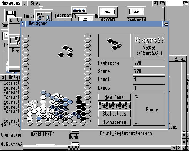 Hexagons (Amiga) screenshot: Another strange alternate shape