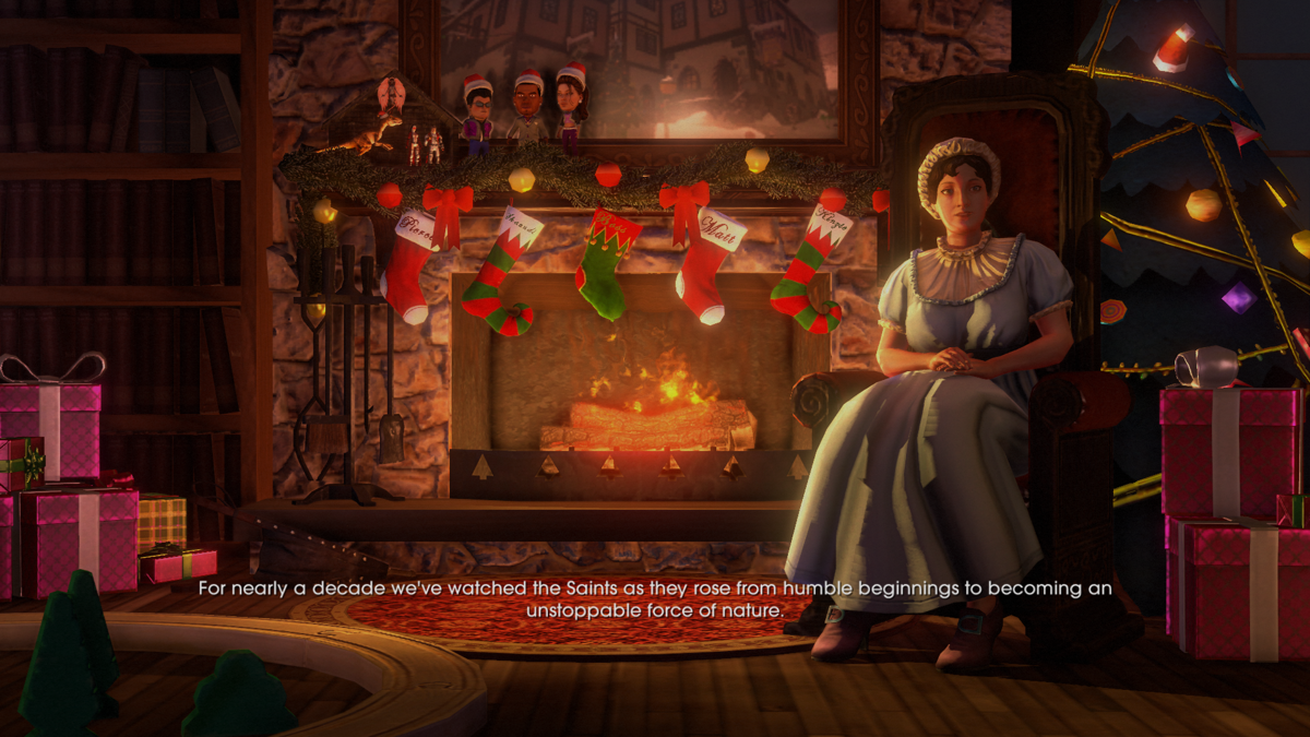 Saints Row IV: How the Saints Save Christmas (Windows) screenshot: Please tell me a Christmas story!