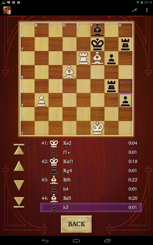 Chess (Android) screenshot: You can review the game so far