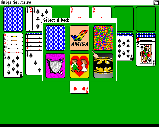 Amiga Solitaire (Amiga) screenshot: Select a deck