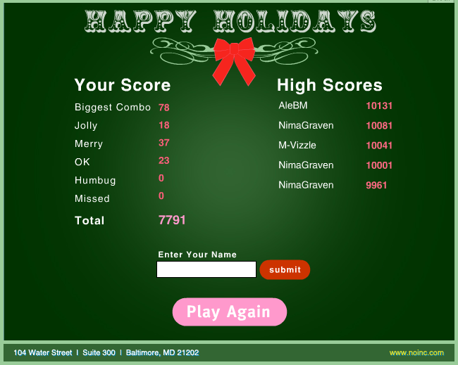 Accordion Hero (Browser) screenshot: High score table