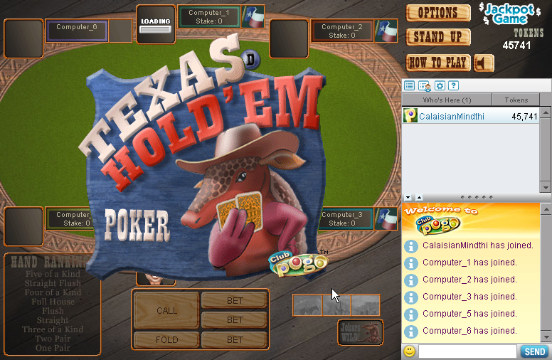Texas Hold'em Poker (Browser) screenshot: Title screen.