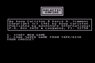Galactic Empire (Atari 8-bit) screenshot: Title Screen