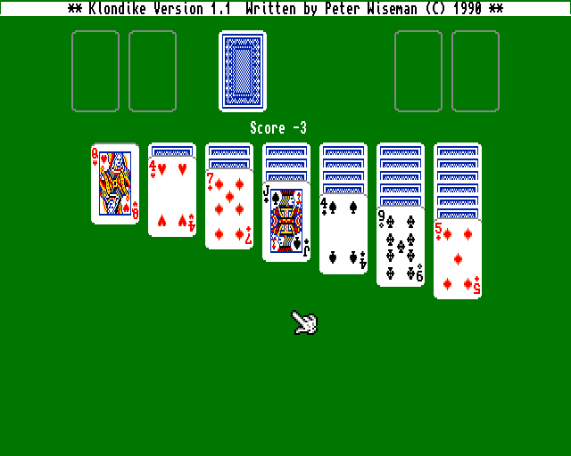 Screenshot of Klondike (Amiga, 1990) - MobyGames