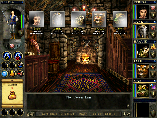 Wizards & Warriors (Windows) screenshot: The first thing to do: create a party of adventurers in the local inn!