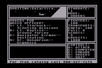 Galactic Empire (Atari 8-bit) screenshot: Issuing Orders
