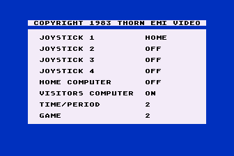 Major League Hockey (Atari 8-bit) screenshot: Game Setup