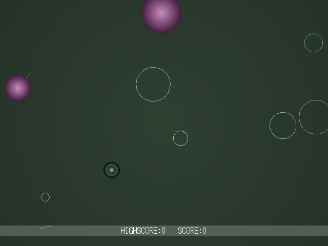 Cactus Arcade 2.0 (Windows) screenshot: Silent Chain: The beginning of the game. The green ball is the player. The colors are picked randomly each time a game is started.