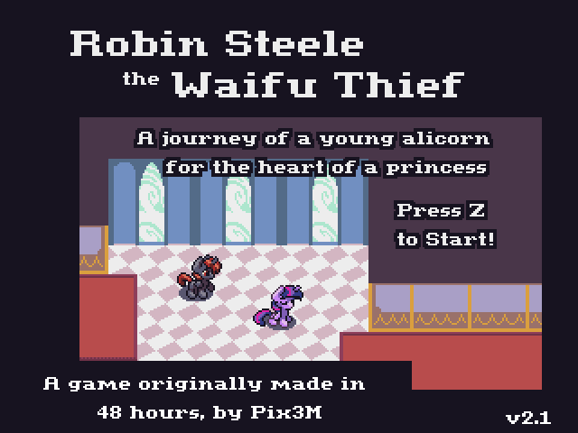 Robin Steele the Waifu Thief (Browser) screenshot: Title screen (v2.1)