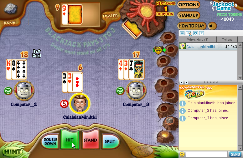 Casino Island Blackjack (Browser) screenshot: Well at least I can hit safely.