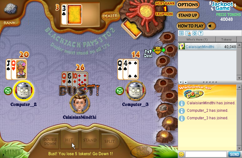 Casino Island Blackjack (Browser) screenshot: Awwww.