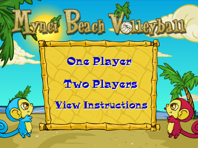 Mynci Beach Volleyball (Browser) screenshot: Main menu