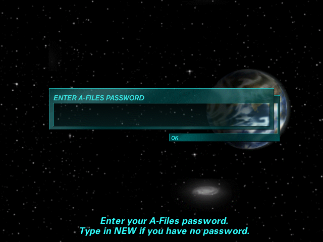 The A-Files (Windows) screenshot: Enter the password