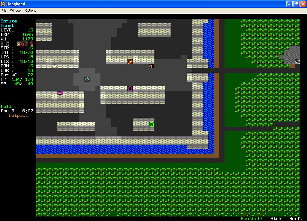 Hengband (Windows) screenshot: Same location with "old tiles"