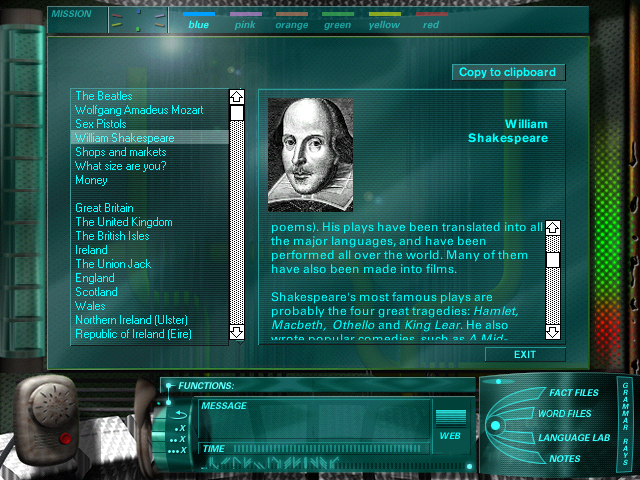 The A-Files (Windows) screenshot: Built encyclopedia - character