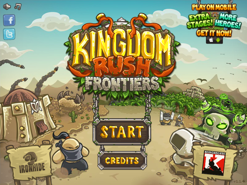 Kingdom Rush: Frontiers (Browser) screenshot: Start screen