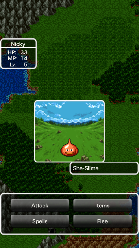 Dragon Quest (iPhone) screenshot: Battle screen.