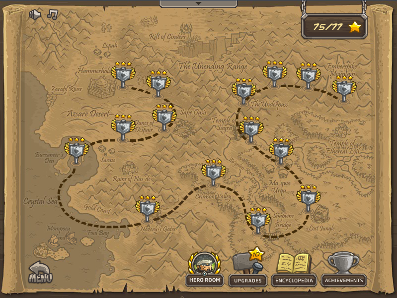 Kingdom Rush: Frontiers (Browser) screenshot: Map