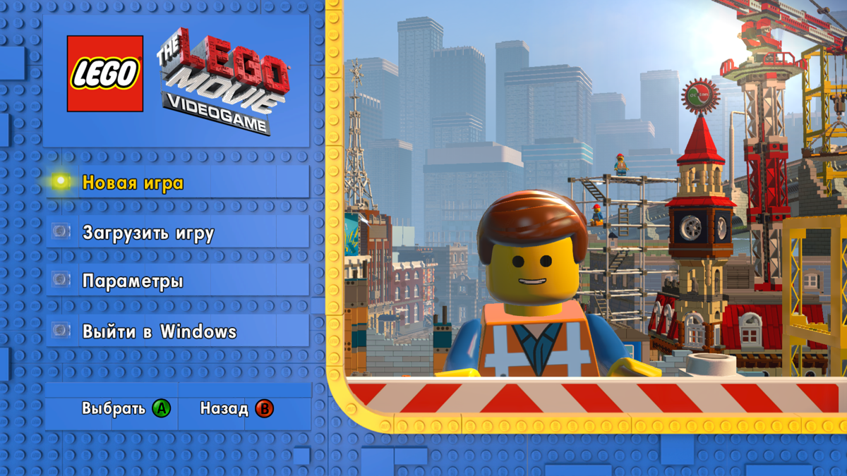 The LEGO Movie Videogame (Windows) screenshot: Title screen and main menu