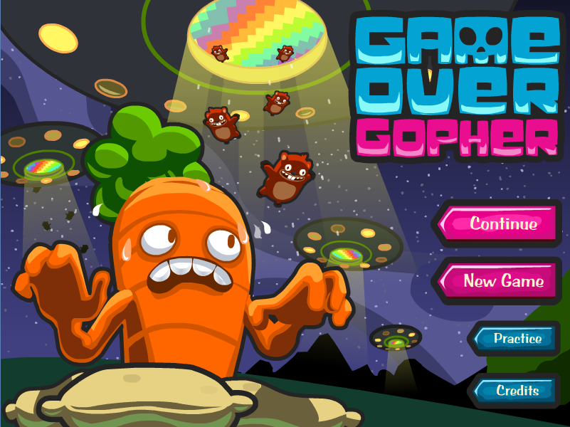 Game Over Gopher (Browser) screenshot: Start screen