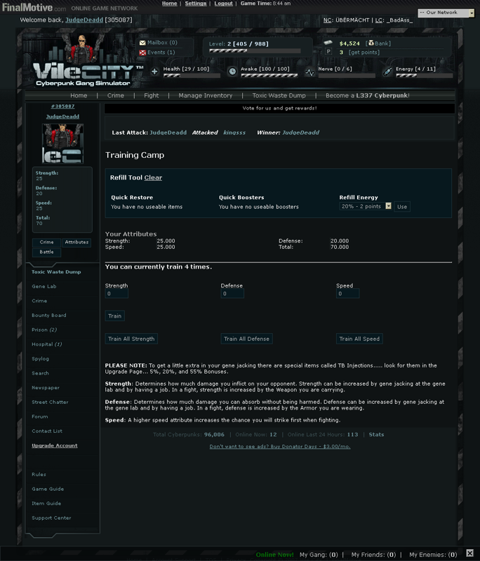 Vile City: Cyberpunk Gang Simulator (Browser) screenshot: The Gene Lab